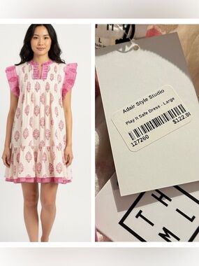 Sleeveless Pintuck Floral Print Dress THML